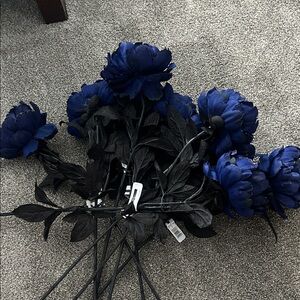 9 Large deep blue peony stems